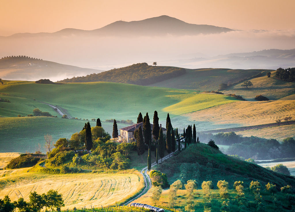 Mattino in Toscana, paesaggio e colline